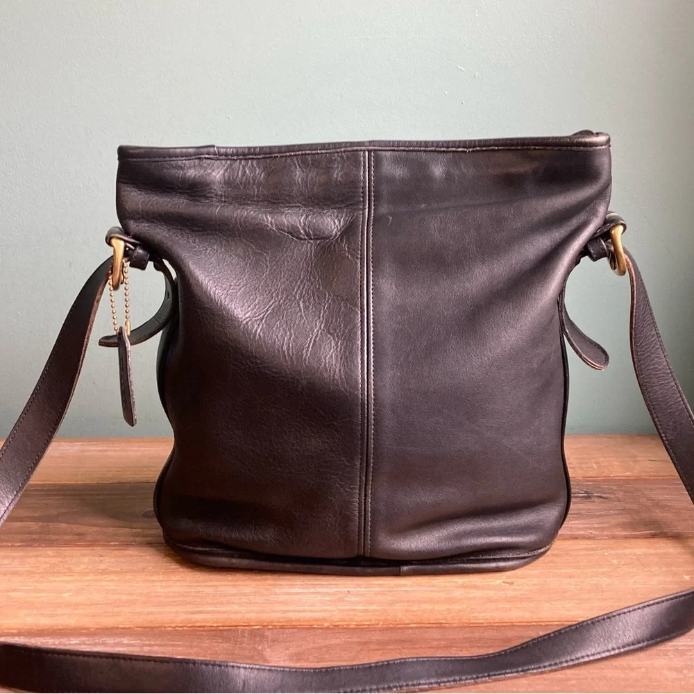 Vintage Coach 4153 Black Leather Bleecker Bucket Bag Crossbody